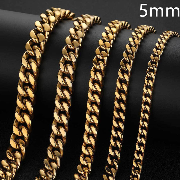 Stainless Steel Chain Four Sides Grinding Cuban Chain For Men