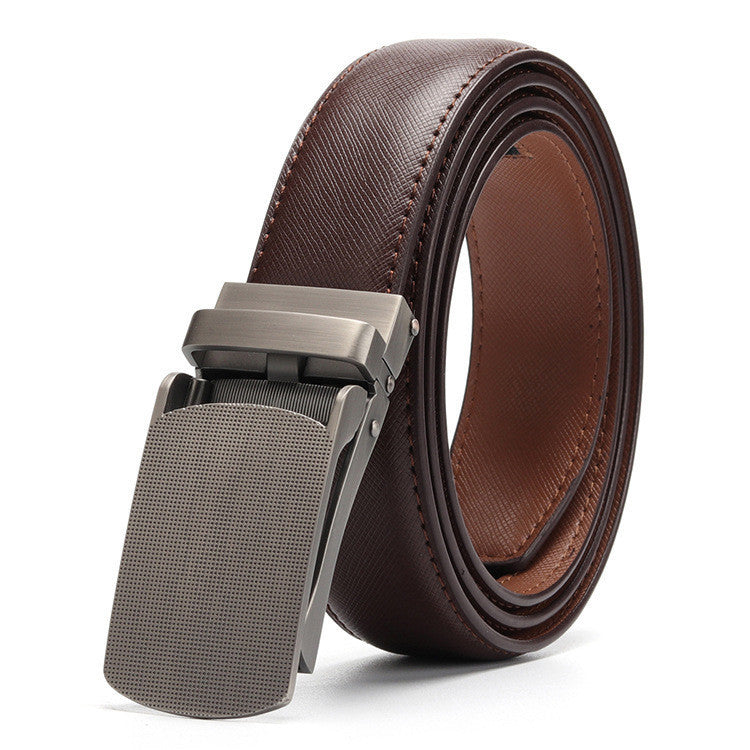 Men's Automatic Buckle Two-layer Leather Belt