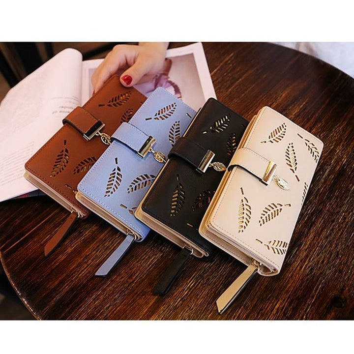 Women's clutch wallets  Leaf pattern Wallet Women Purse Girls wallets 