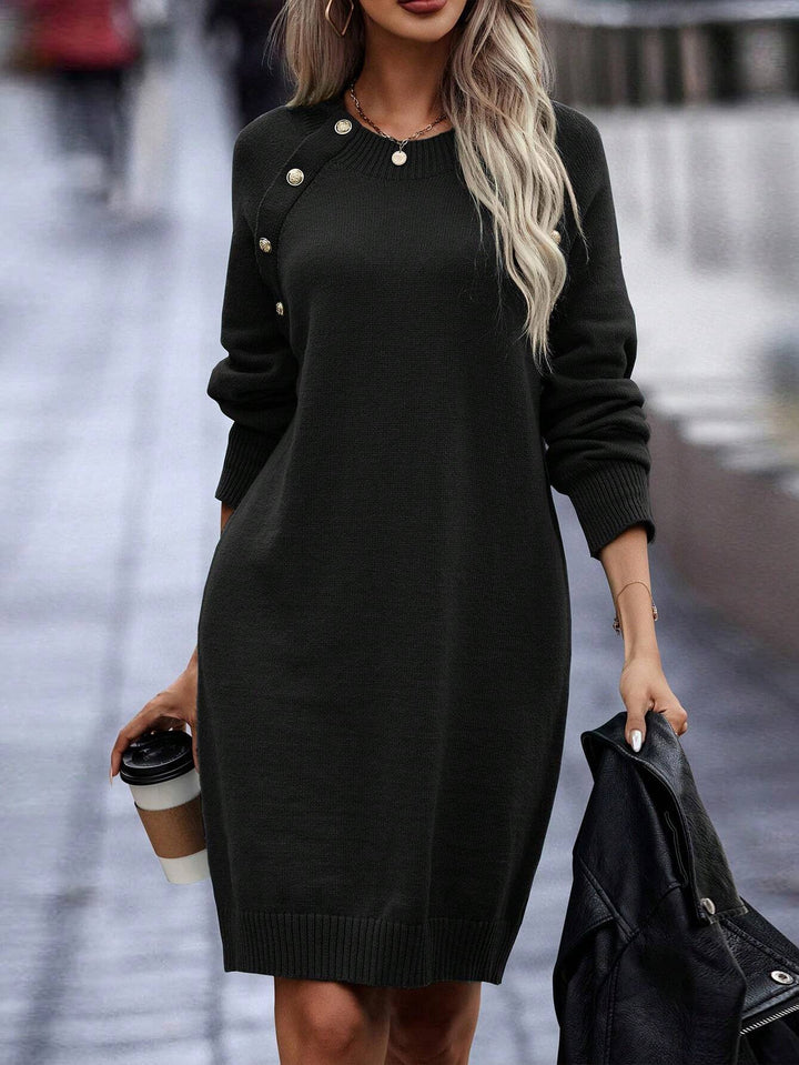 Women's Sweater Dress Crew Neck Long Sleeve Oversized Pullover Sweater Casual Knit Skirt