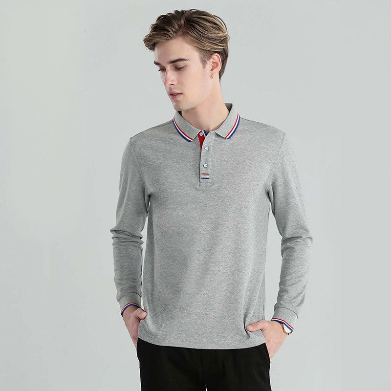 Men's Polo Shirts Fashion Casual Lapel Tops Autumn And Winter Long Sleeves