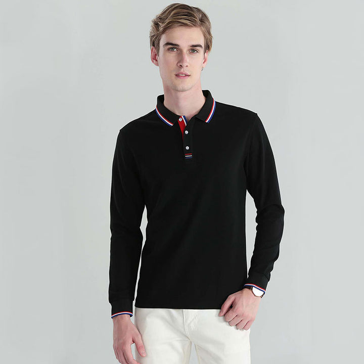 Men's Polo Shirts Fashion Casual Lapel Tops Autumn And Winter Long Sleeves