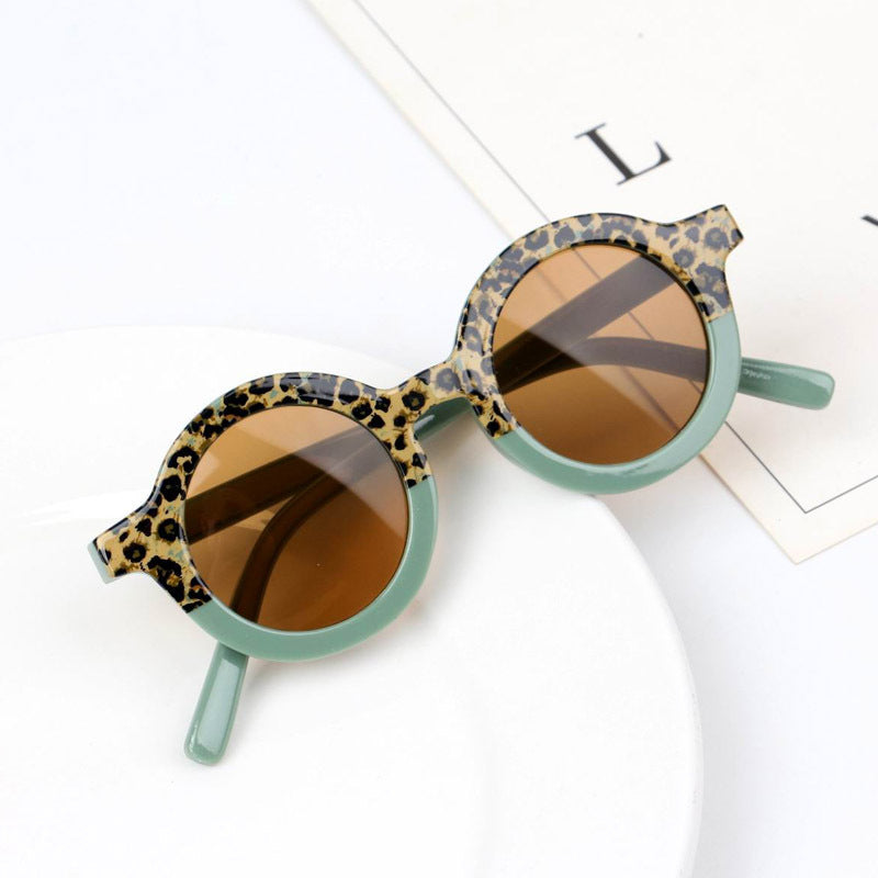 Children's Fashion Round Leopard Print Patchwork Shades