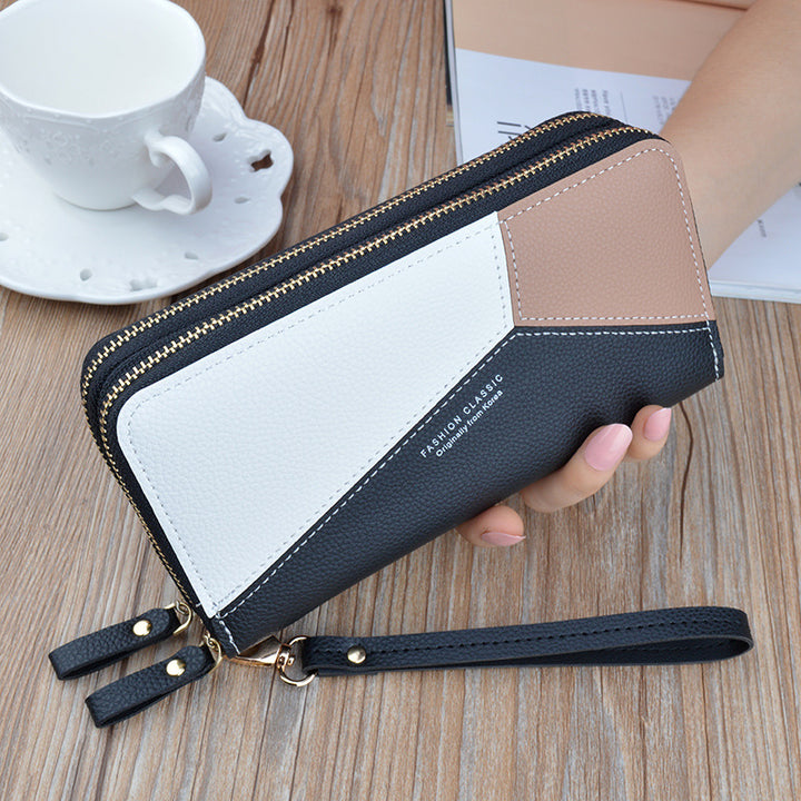 New Double Zipper Hand Wallet Women"s