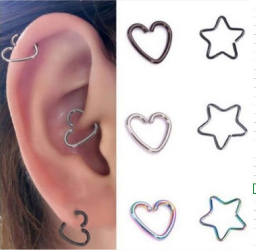 Body Jewelry Surgical Steel Daith Heart Cartilage Tragus Piercing Hoop Lip Nose Rings Orbital Ear Stud Helix Jewelry