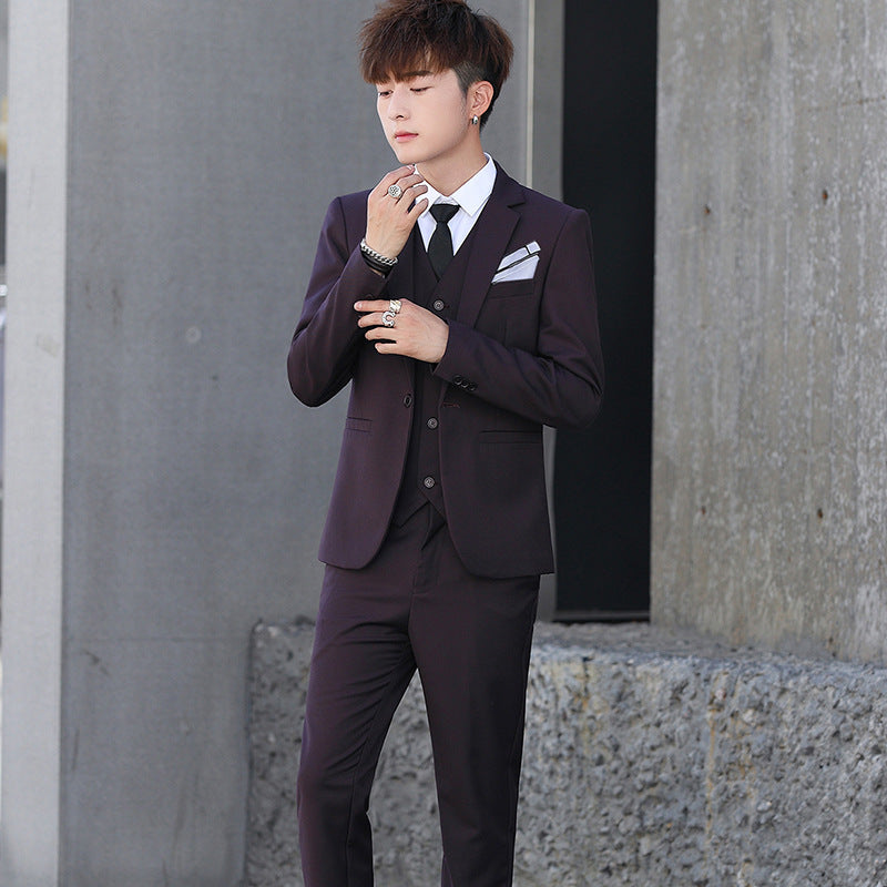 Men'S Three-Piece Korean Style Self-Cultivation Groomsmen Suits Men'S Suits