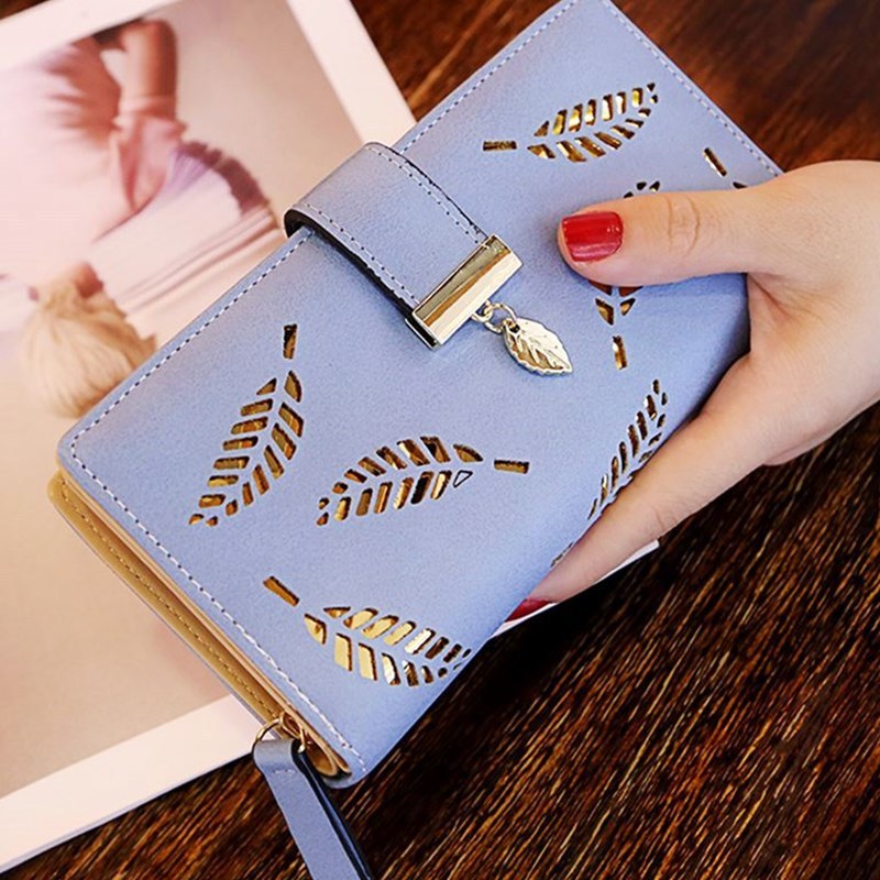 Women's clutch wallets  Leaf pattern Wallet Women Purse Girls wallets 