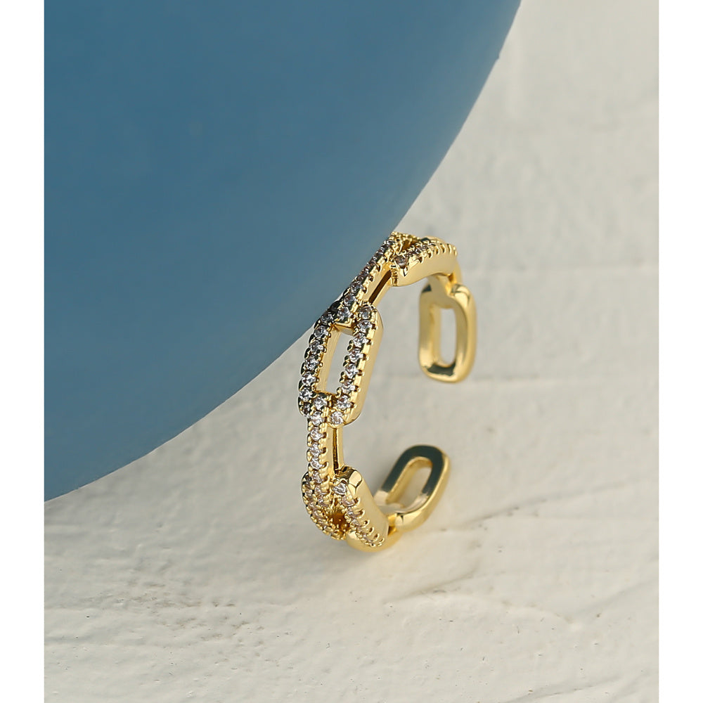 Zircon Chains Encrusted Gold Ladies' Rings