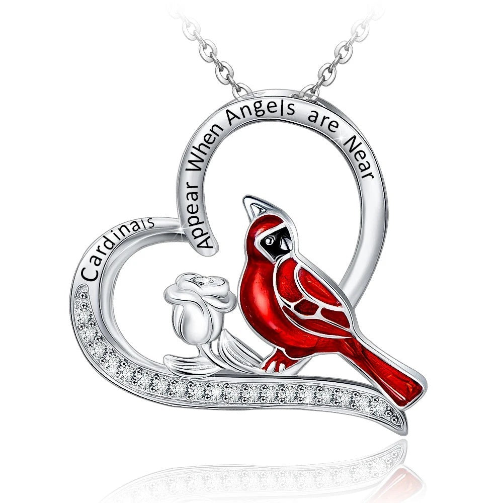 Cardinal Heart Pendant Necklace