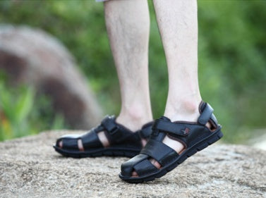 summer leather sandals men Breathable leisure male