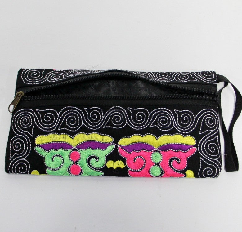 Women Ethnic Handmade Embroidered Wristlet Clutch Bag Vintage Purse Wallet