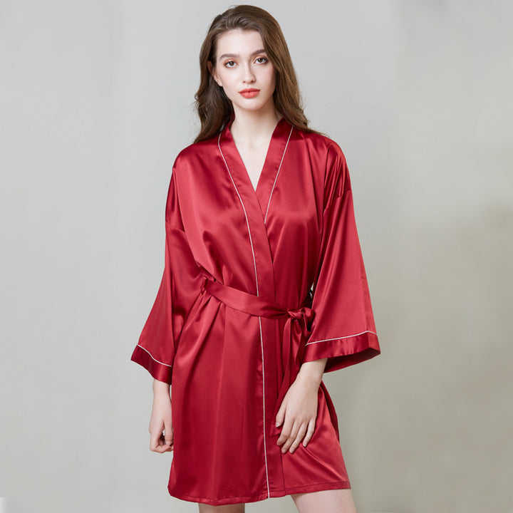 Pajamas Hot Plus-sized Emulation Silk Nightgown Women's Summer Mid-length Sleeves Morning Gowns