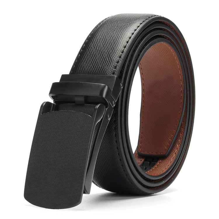 Men's Automatic Buckle Two-layer Leather Belt