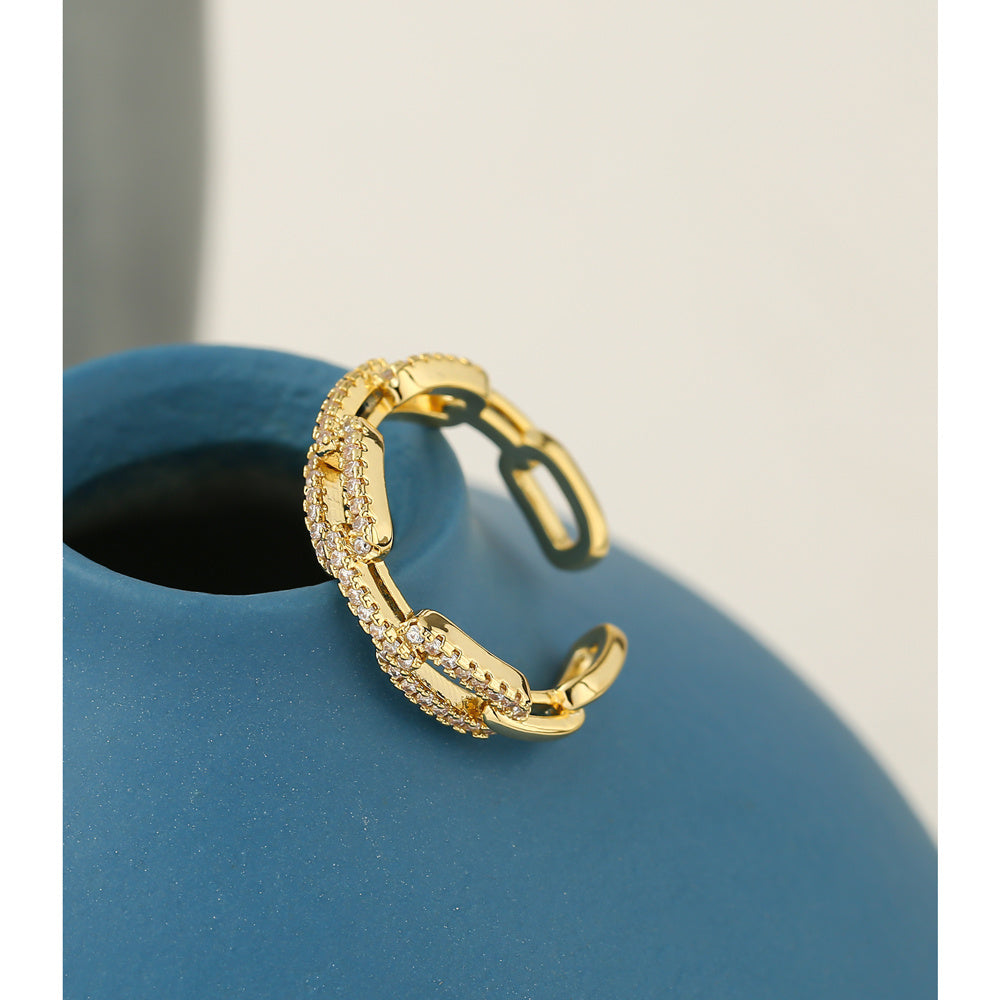 Zircon Chains Encrusted Gold Ladies' Rings