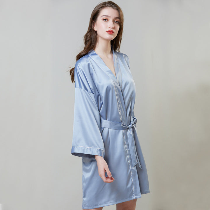 Pajamas Hot Plus-sized Emulation Silk Nightgown Women's Summer Mid-length Sleeves Morning Gowns