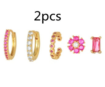 Women's Fashion Flower Earings Set