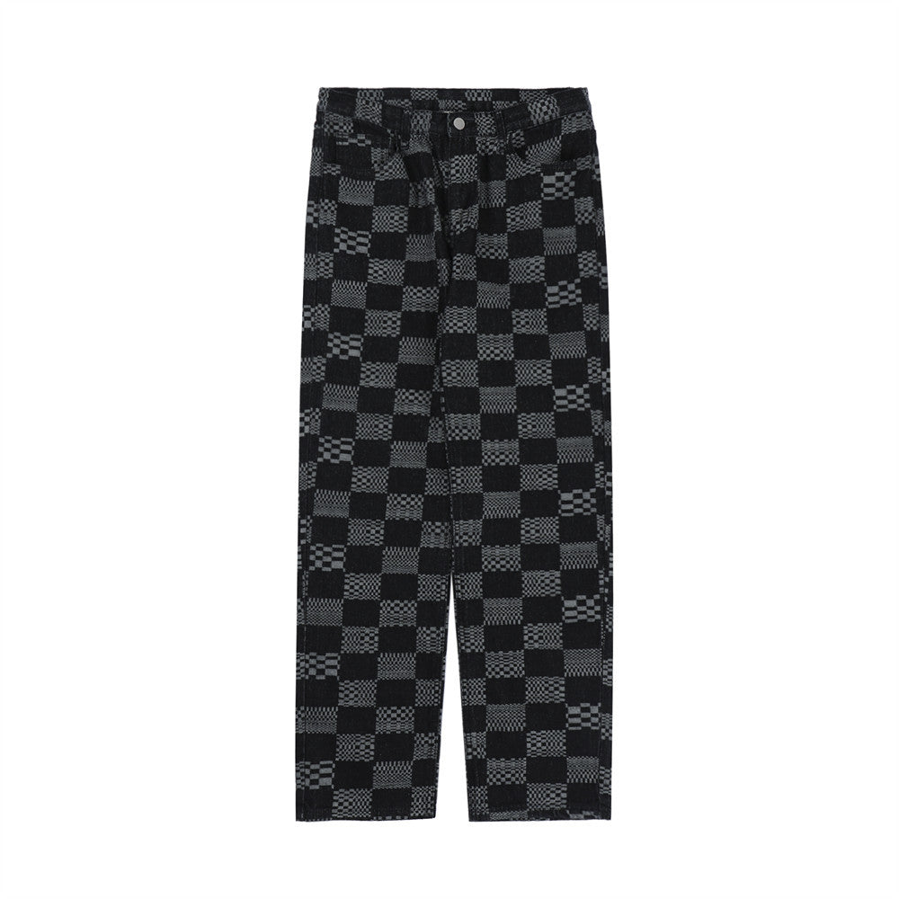 Fashion Checkerboard Jacquard Jeans