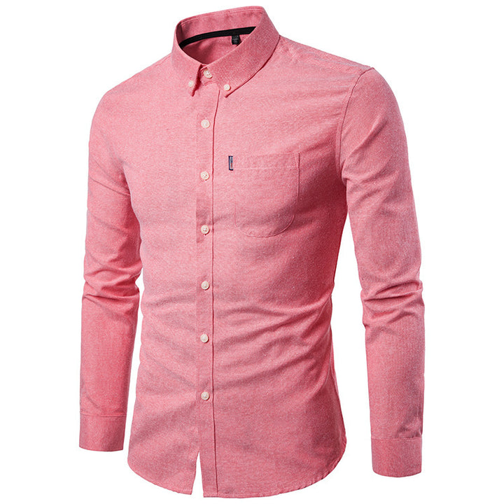 Shirts Korean Men Slim Long Sleeve Dress Shirt