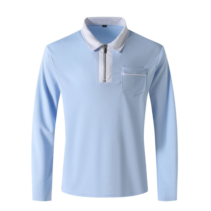 2024 autumn mens long sleeve zipper polo shirts casual lapel collar zip