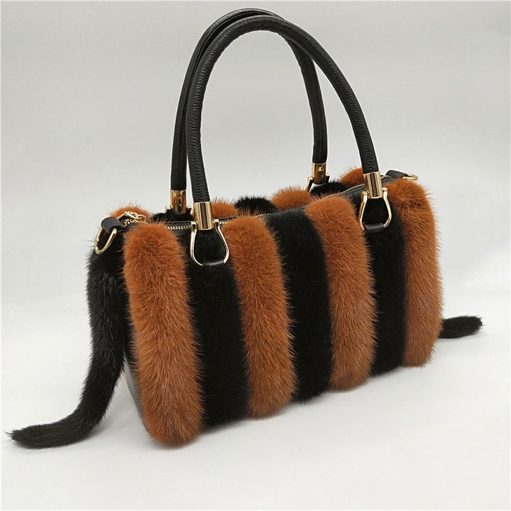 Mink Handbags Mink Fur Luxury Collection Women's Leather Handbags