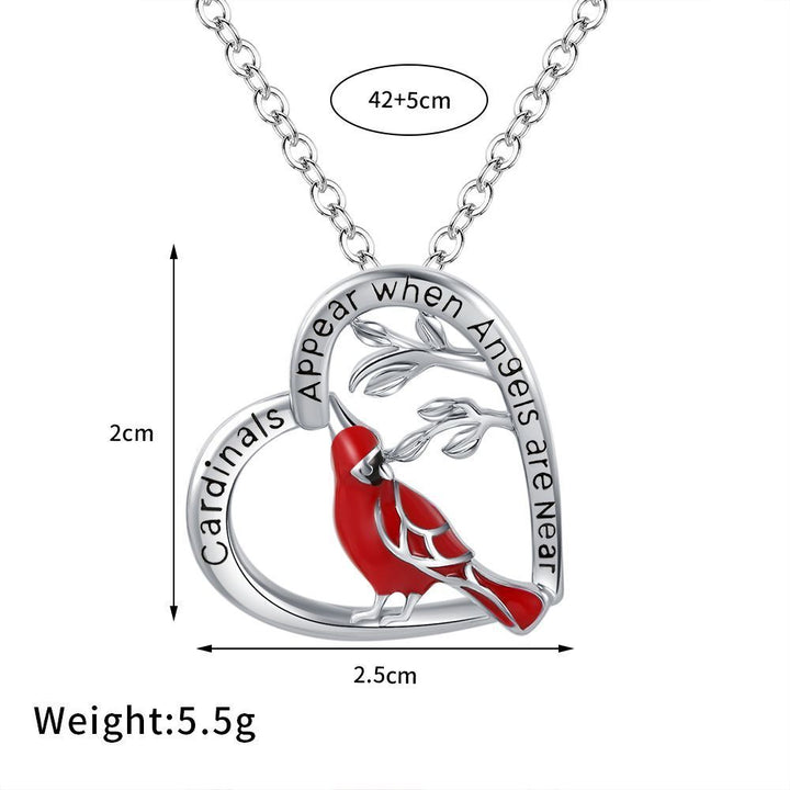 Cardinal Heart Pendant Necklace