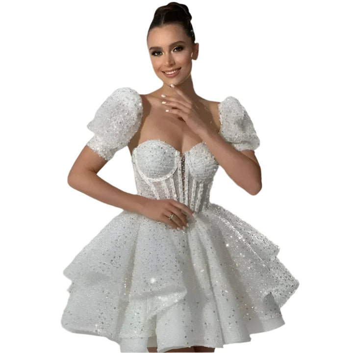 Short Evening Dress Sweetheart A-Line Mini Wedding Dress