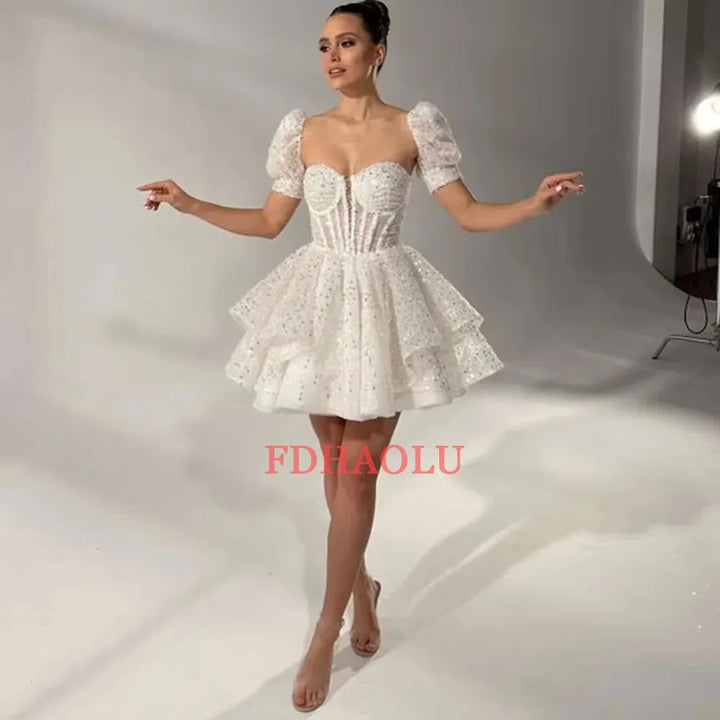 Short Evening Dress Sweetheart A-Line Mini Wedding Dress