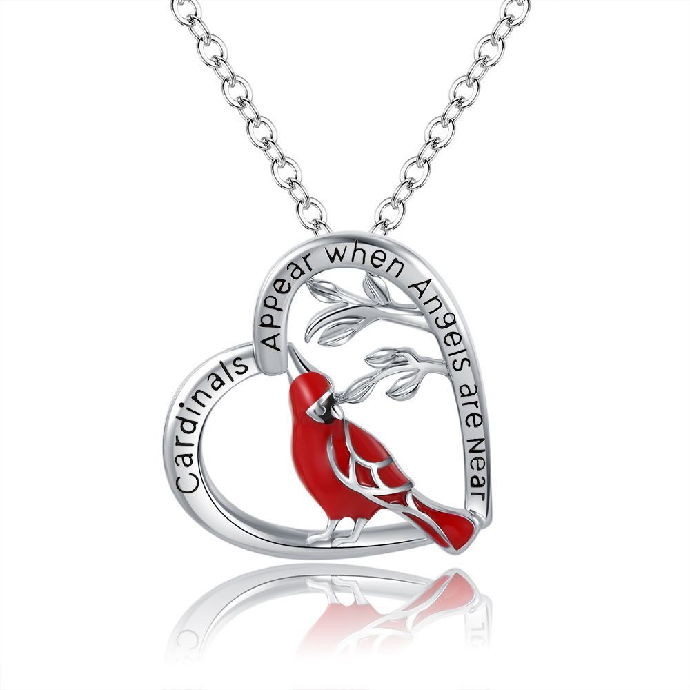 Cardinal Heart Pendant Necklace