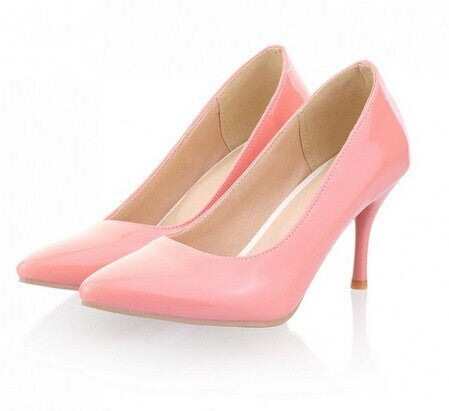 Pointed Women's High Heels Patent Leather Thin Heels