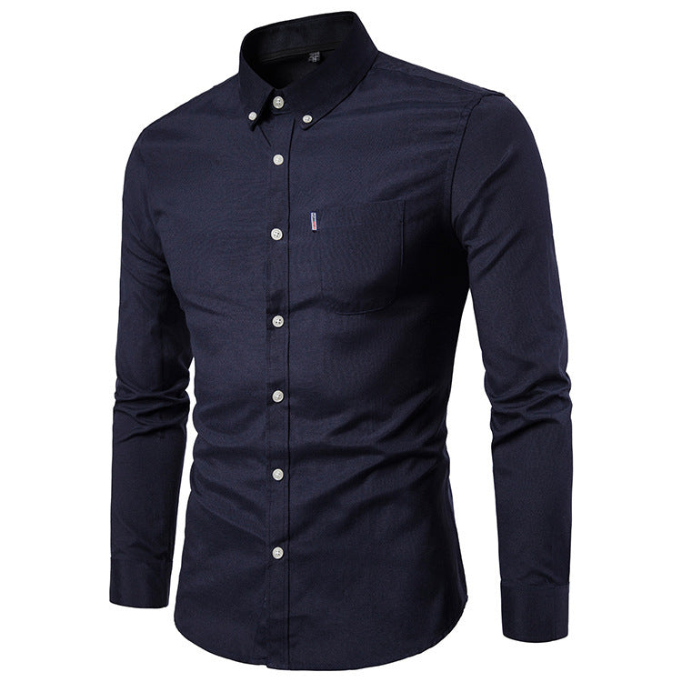 Shirts Korean Men Slim Long Sleeve Dress Shirt