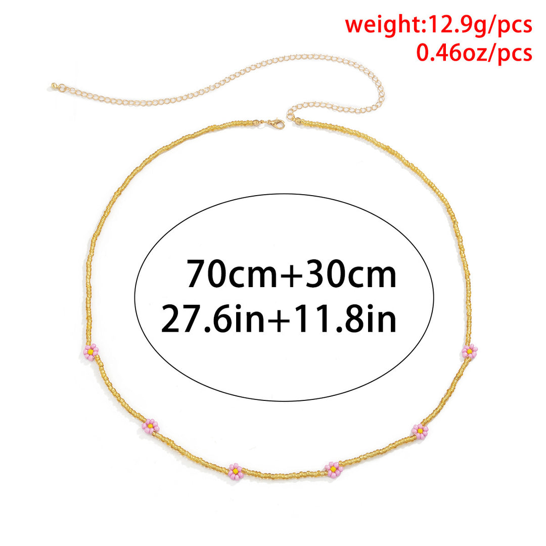 Trendy Single-layer Small Daisy Rice Bead Waist Chain