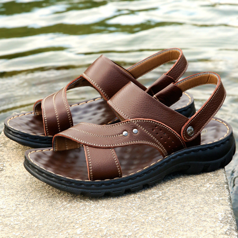 Men Sandals Summer Beach Shoes Adjustable Back Strap 