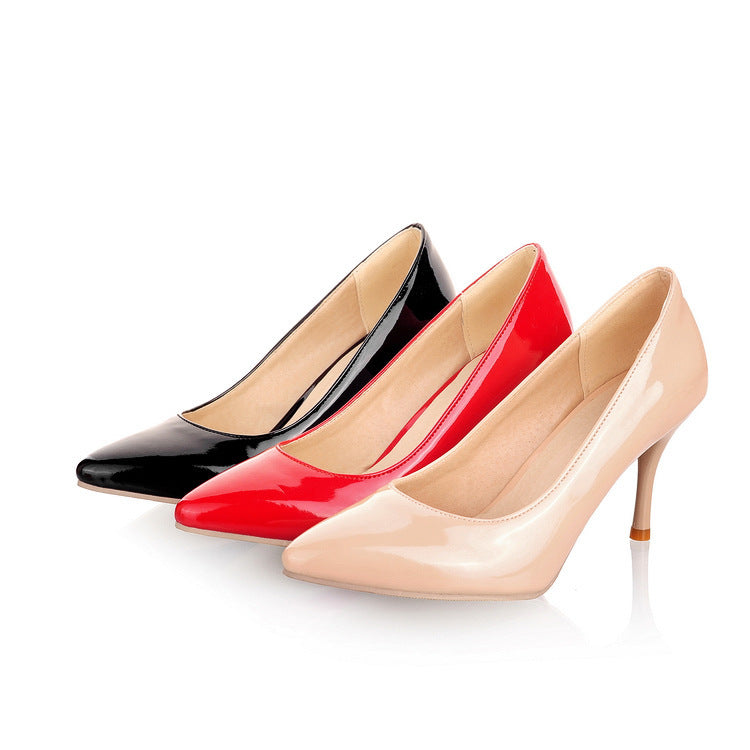 Pointed Women's High Heels Patent Leather Thin Heels