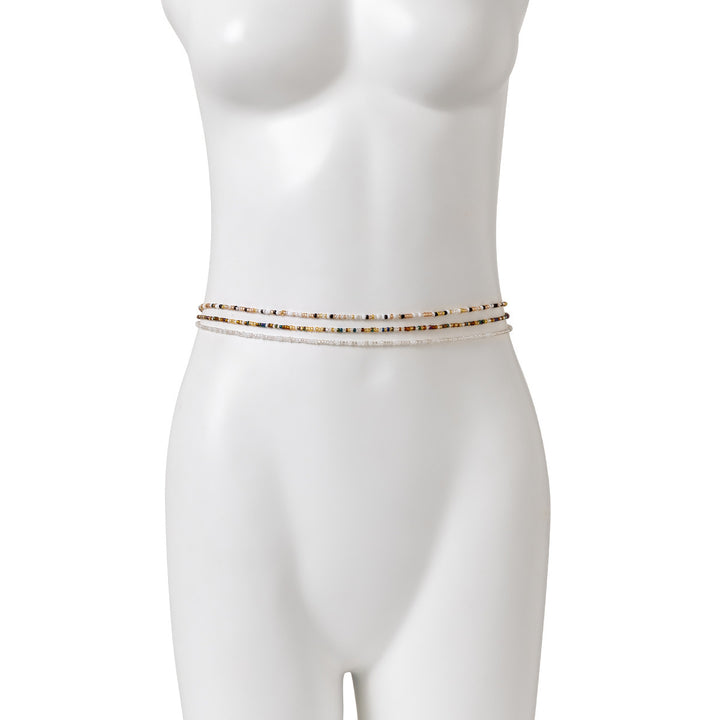 New Beach Vacation Style Sexy Bead Waist Chain Suit