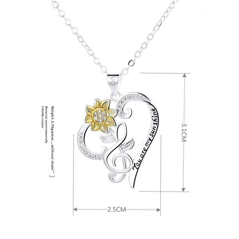 Sunflower Pendant Trend Heart Clavicle Chain