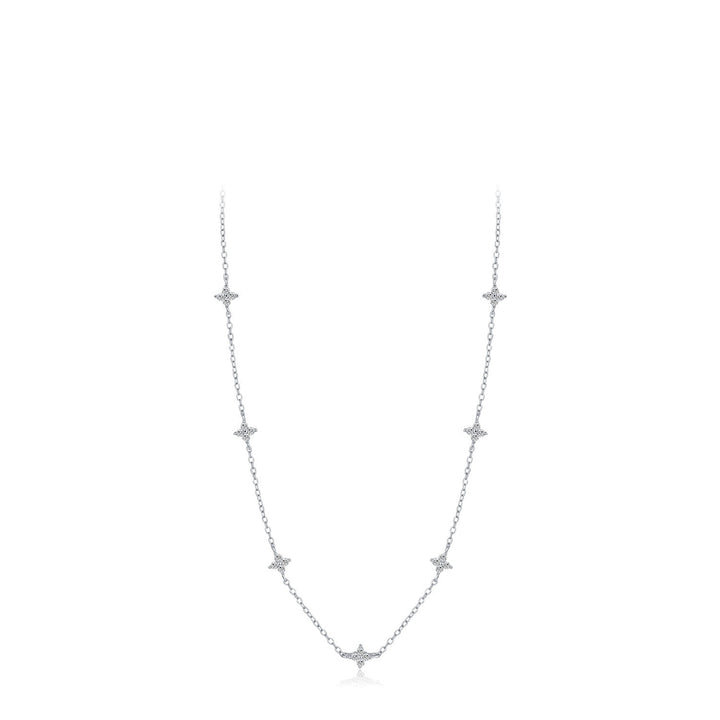 S925 Sterling Silver Flower Full Diamond Necklace Clavicle Chain For Women