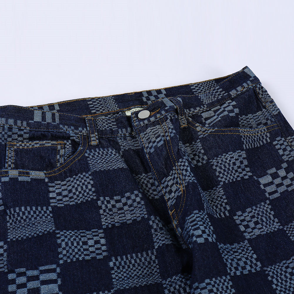 Fashion Checkerboard Jacquard Jeans