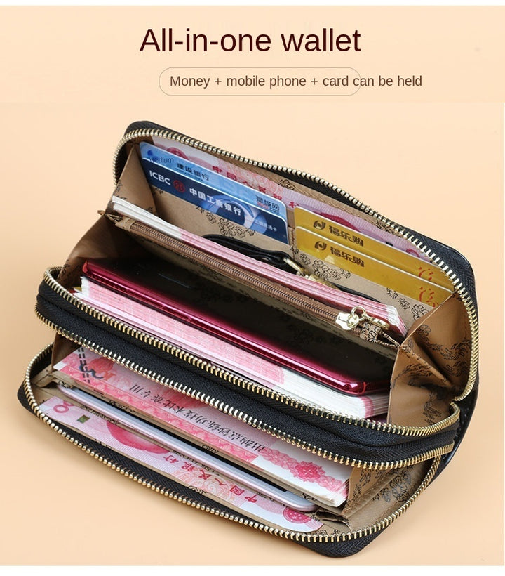 Oil Wax Leather Wallet Women Long Double-layer Zipper Large-capacity Hand Wallet Coin Purse