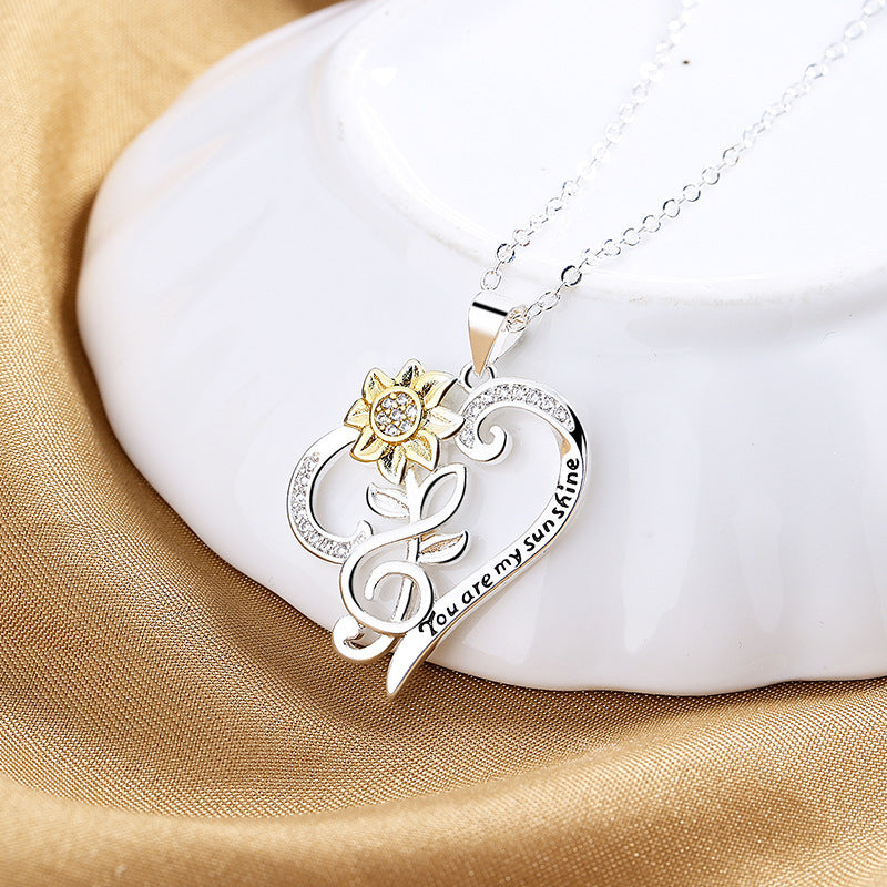 Sunflower Pendant Trend Heart Clavicle Chain