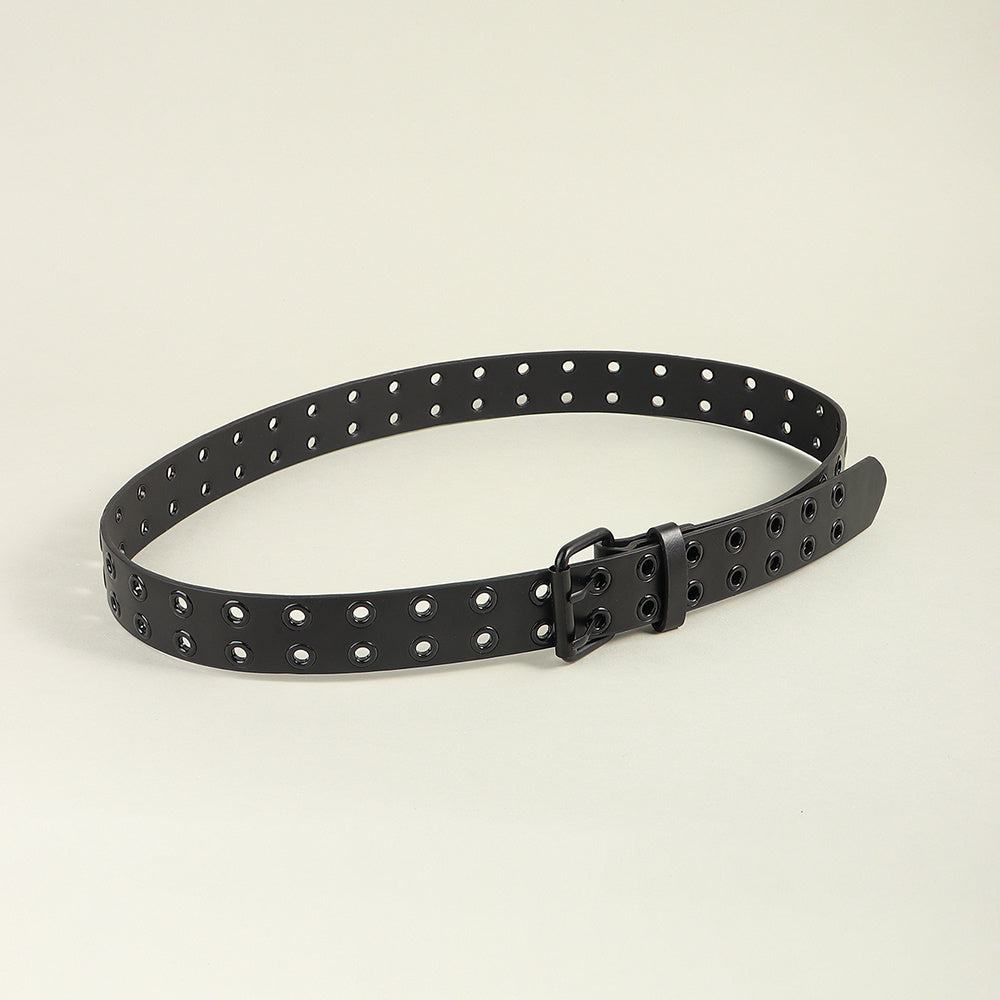 Men's And Women's Double-buckle Cutout Hip Hop Trend Metal Cutout Punk Belts