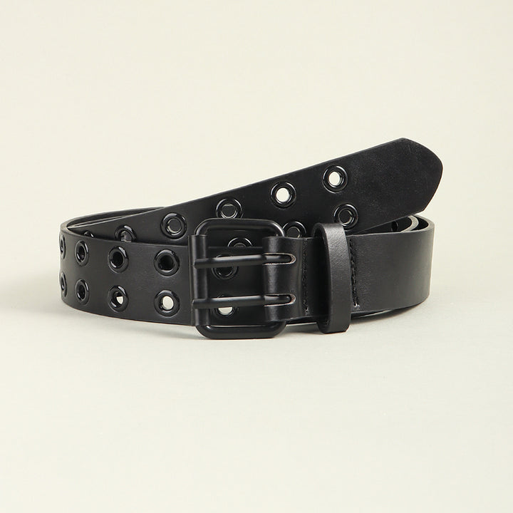 Men's And Women's Double-buckle Cutout Hip Hop Trend Metal Cutout Punk Belts