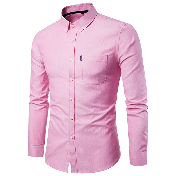 Shirts Korean Men Slim Long Sleeve Dress Shirt